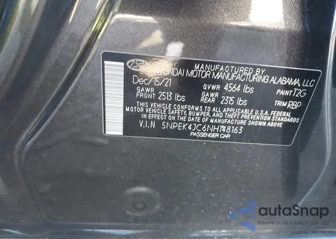 2022 Hyundai Sonata N Line z USA, uszkodzony, nr VIN 5NPEK4JC6NH148163